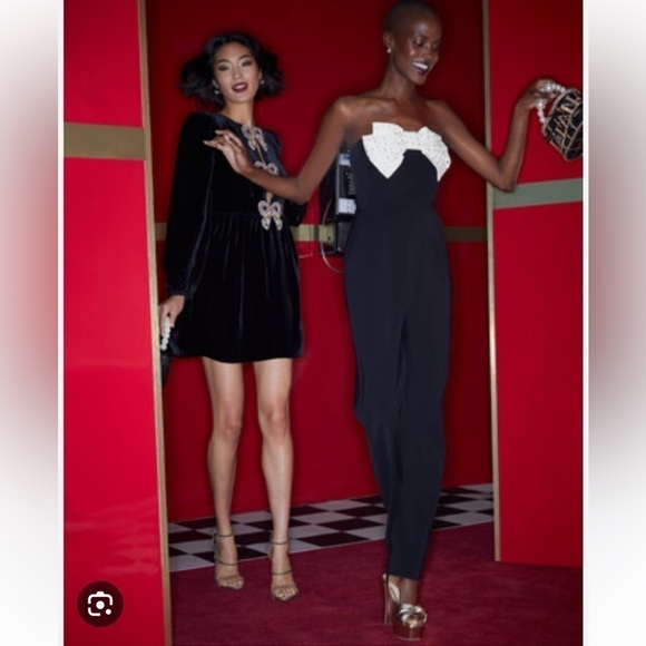 New Saloni Sabine Bow Crepe Jumpsuit - Picture 4 of 12